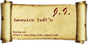 Janovics Iván névjegykártya